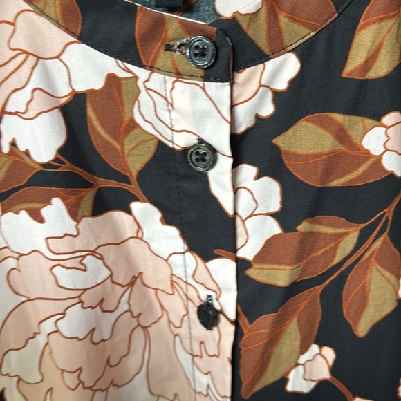 NWT‼️WHO WHAT WHERE Floral Tiered Midi Shirt Dress Short Sleeves Peony size M - Picture 5 of 10